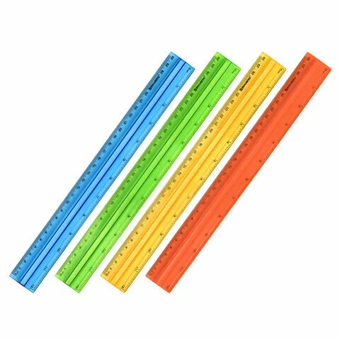 Линейка прозрачная цветная с держателем 30 см, ON-8630